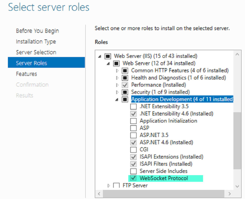 Add Server Role: WebSocket Protocol