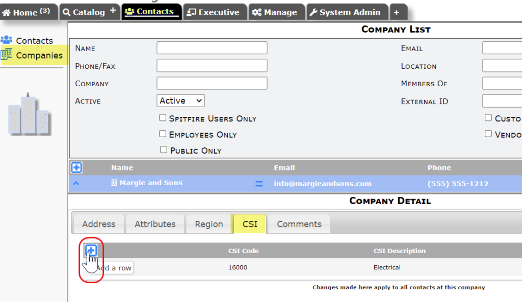 CSI Codes for Vendors Spitfire Client Services